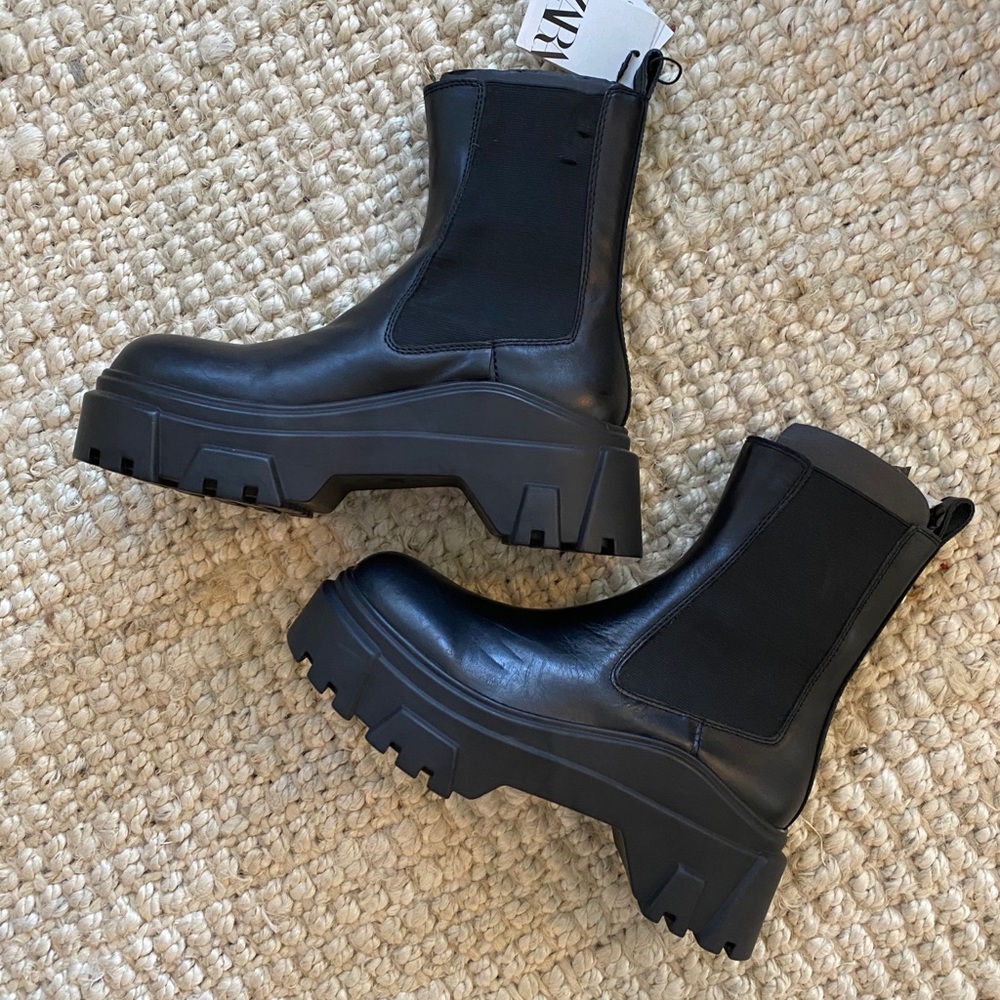 Zara black chunky boots
